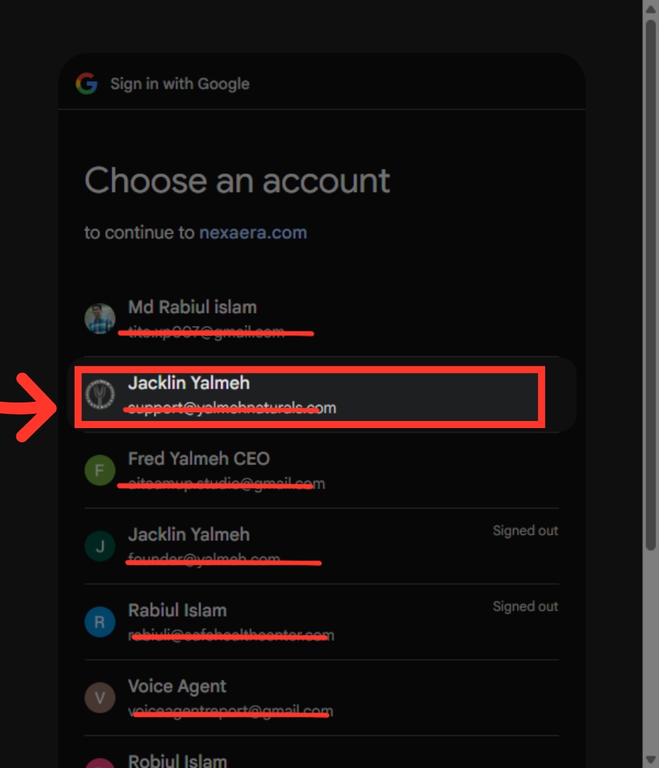Select Gmail Account