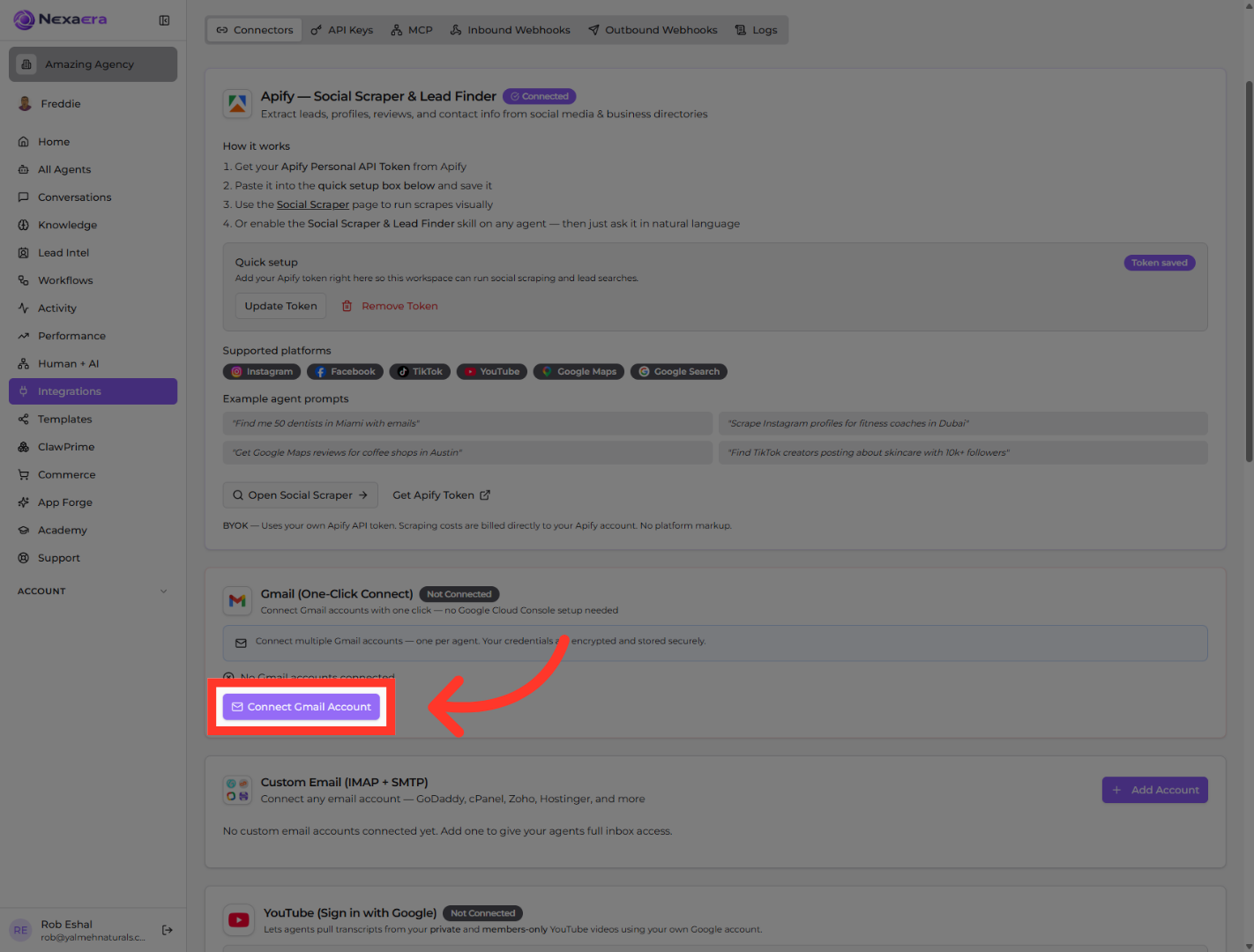Initiate Gmail Connection