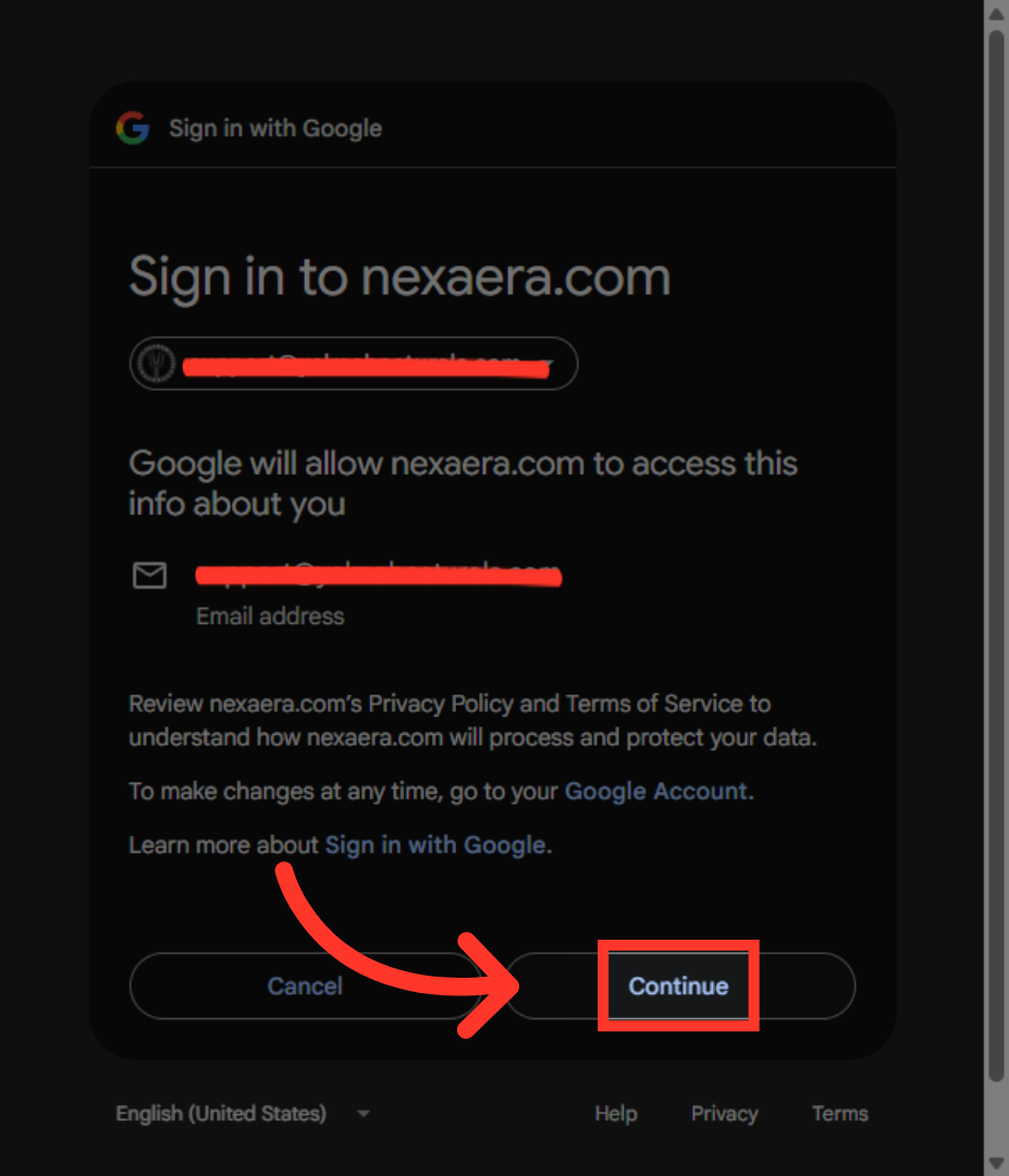 Confirm Account Selection