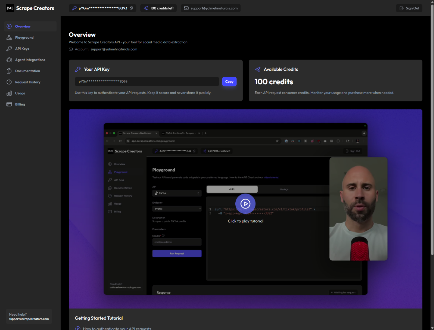 Navigate To ScrapeCreators Dashboard