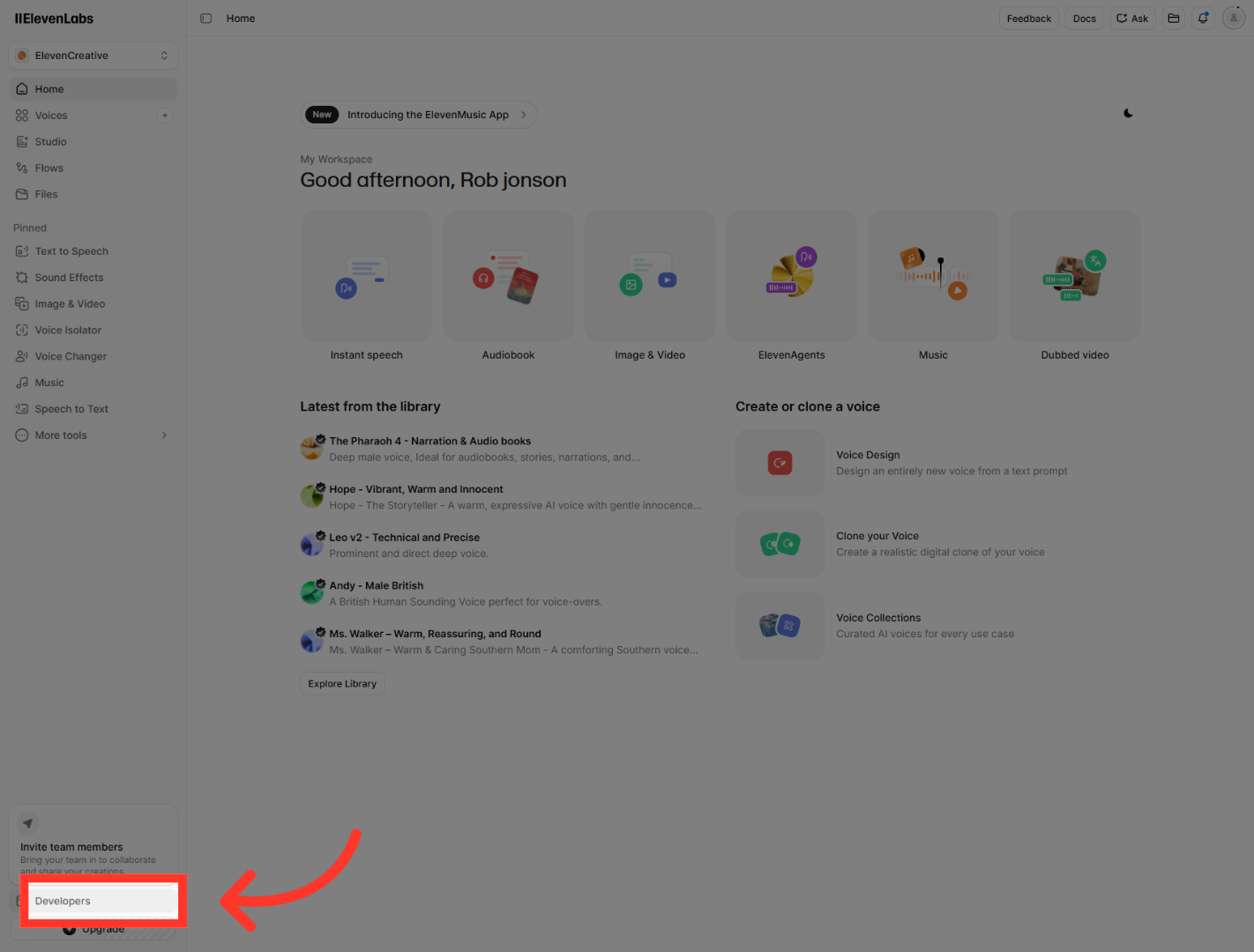 Open Developers Section