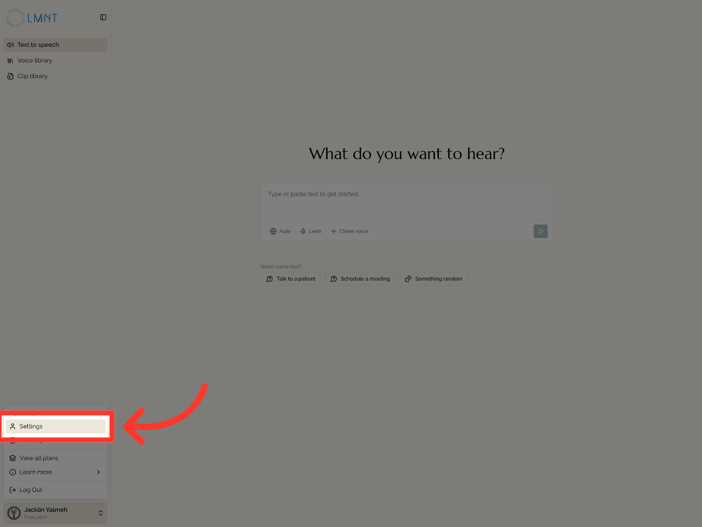 Open LMNT Settings