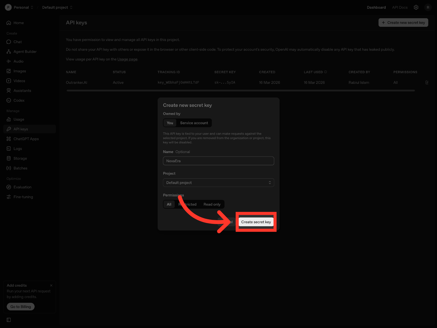 Finalize Key Creation