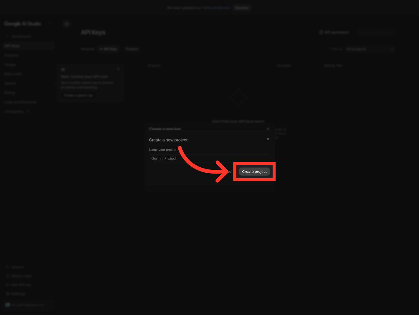Confirm Project Creation