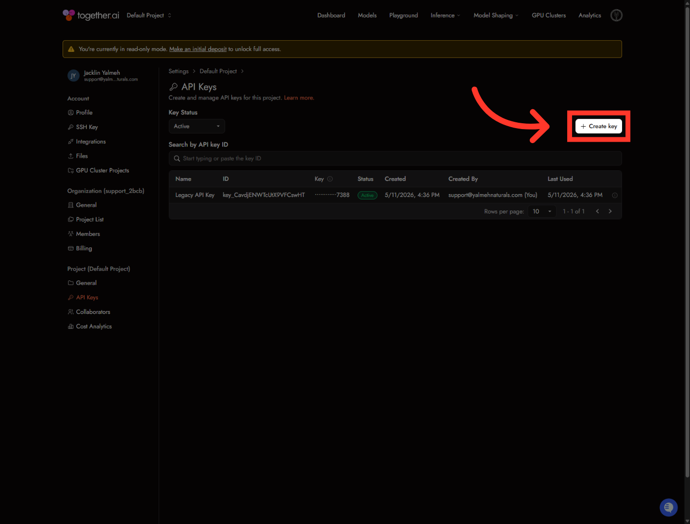 Initiate New API Key Creation