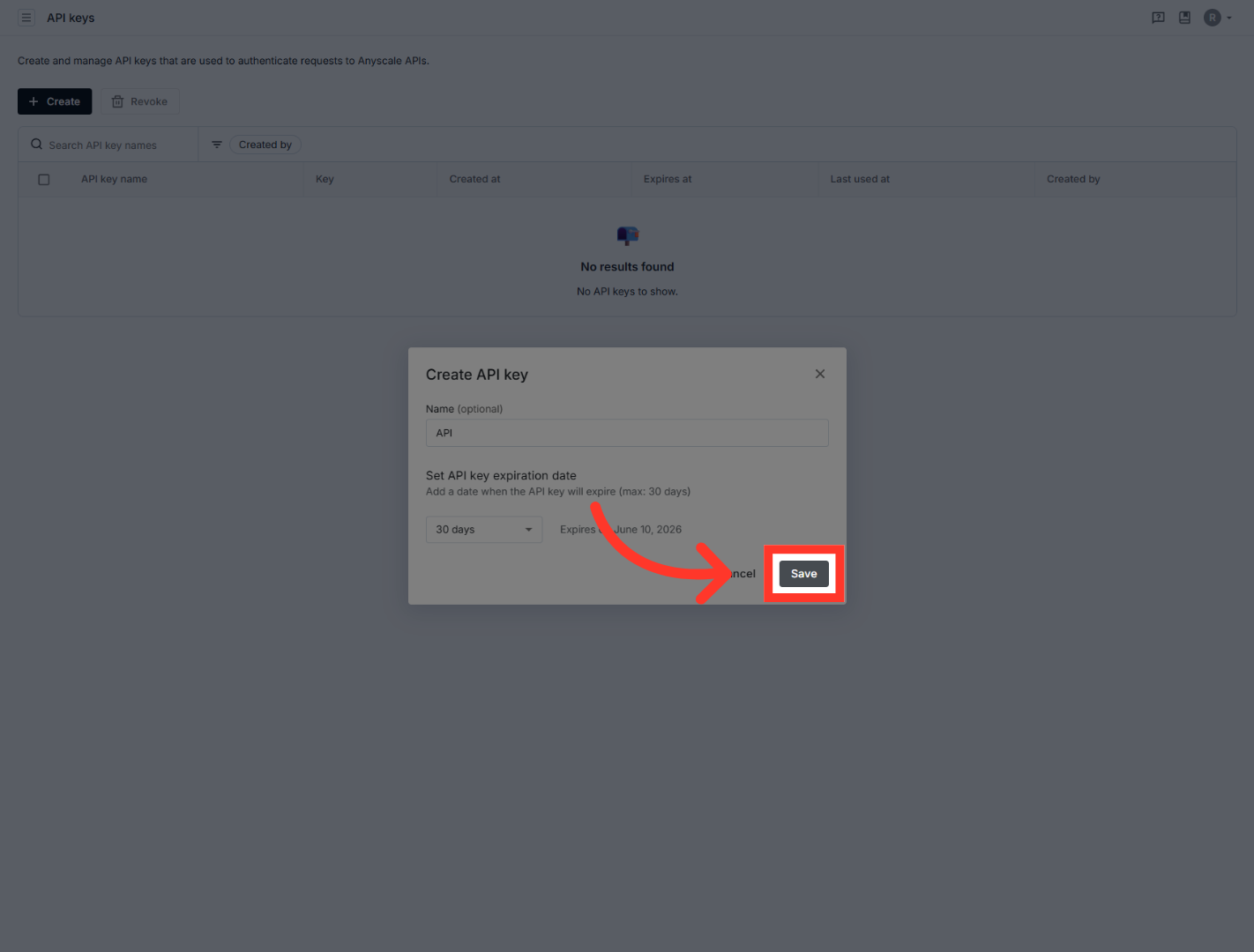 Save New API Key