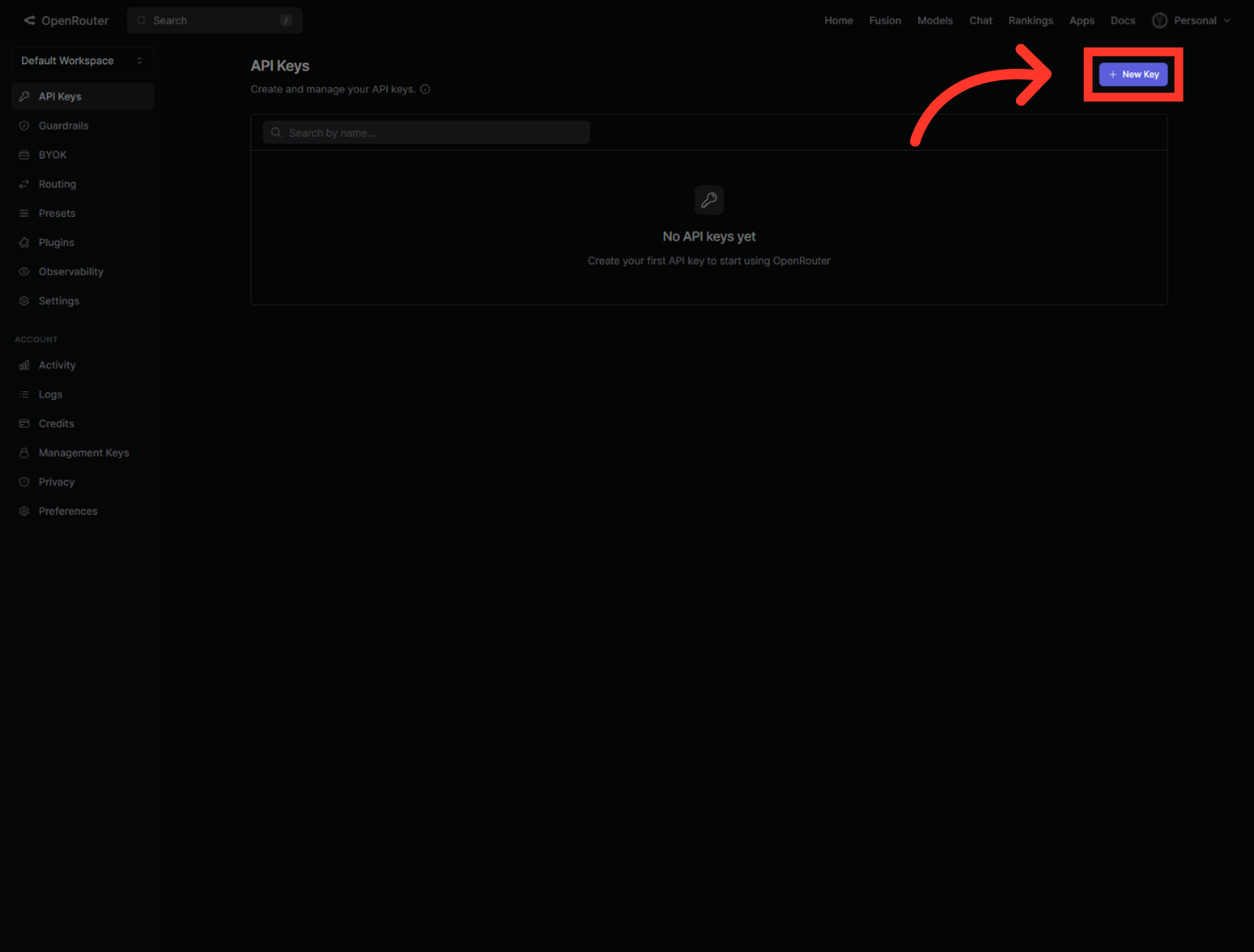 Initiate New API Key Creation