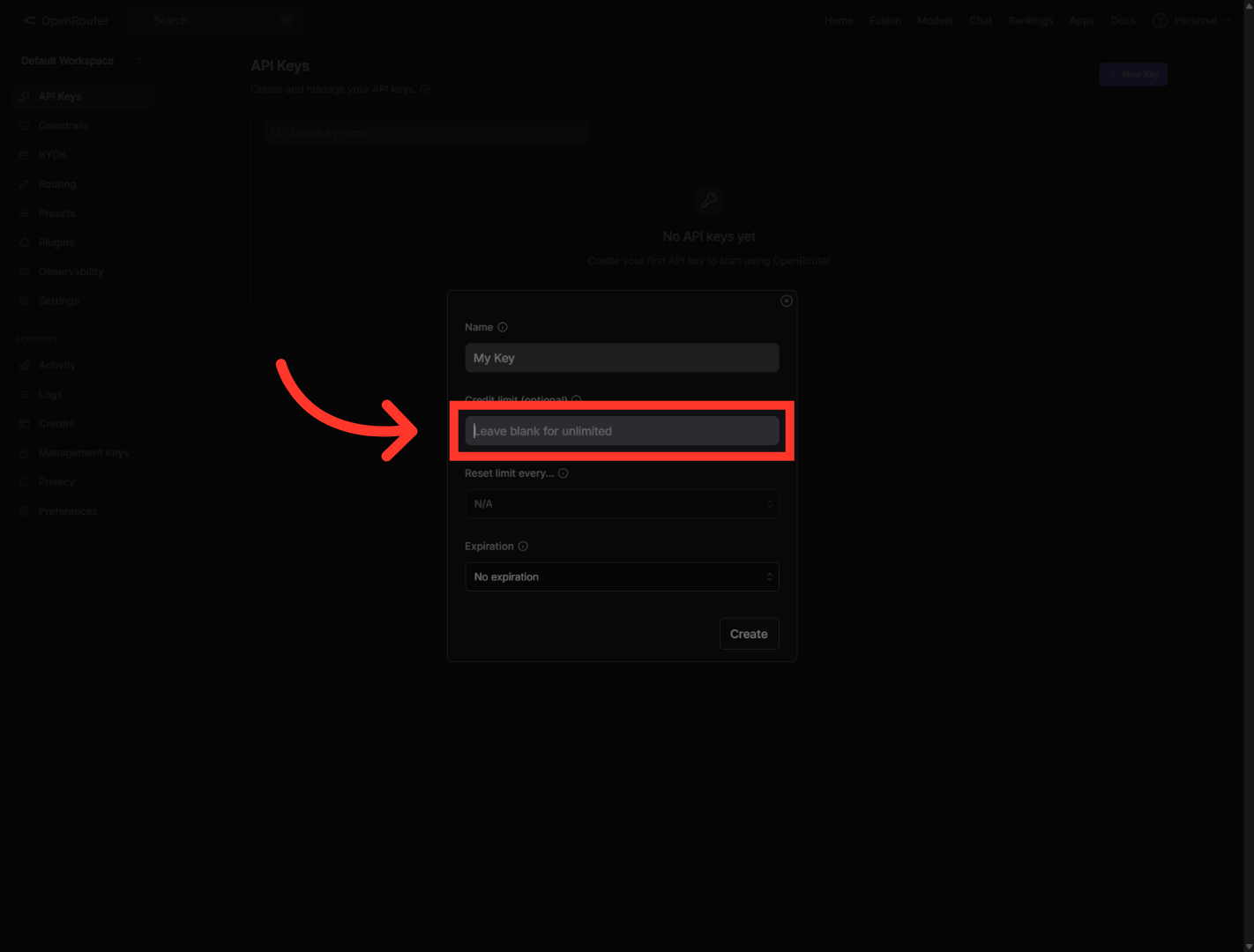 Access Credit Limit Option