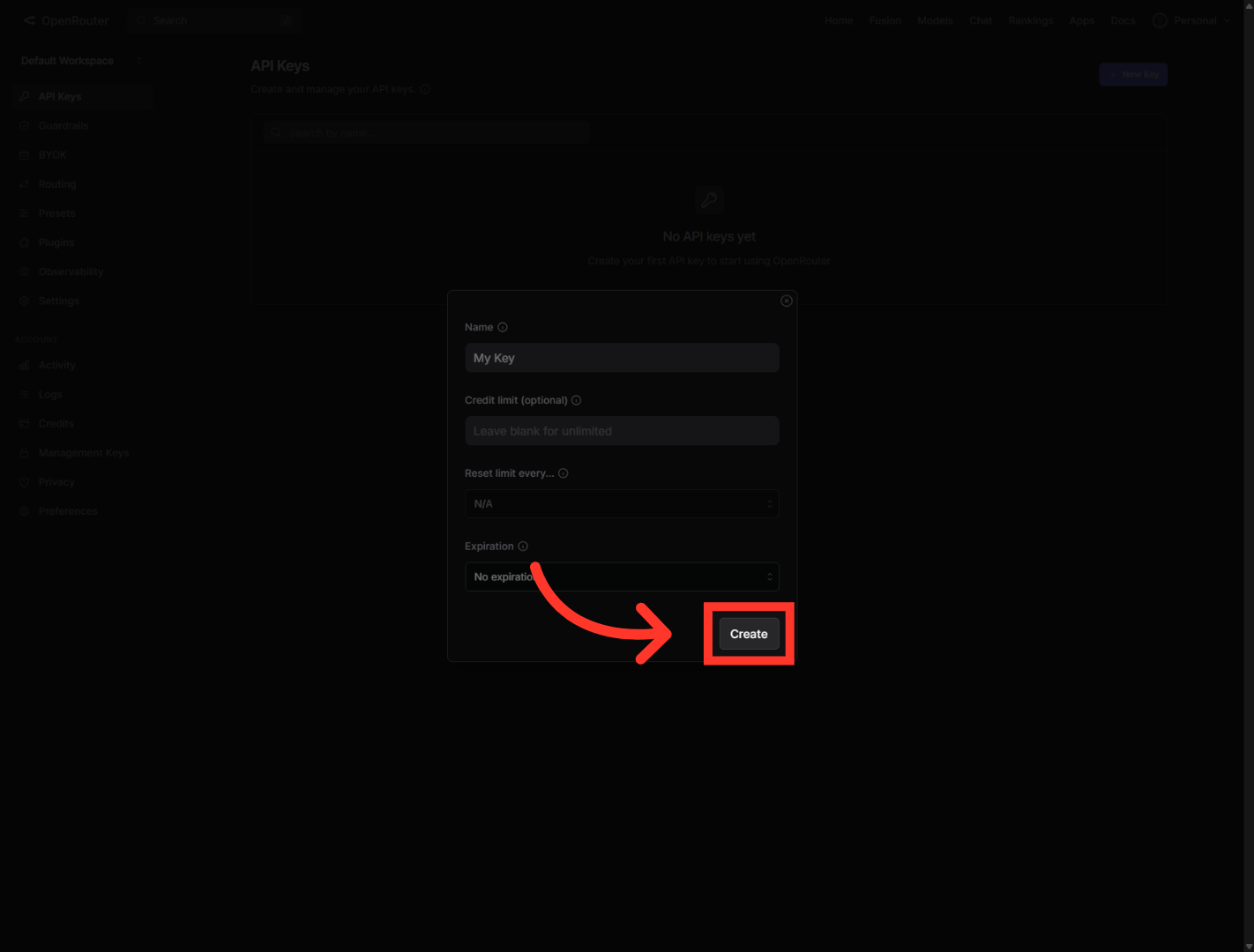 Create API Key