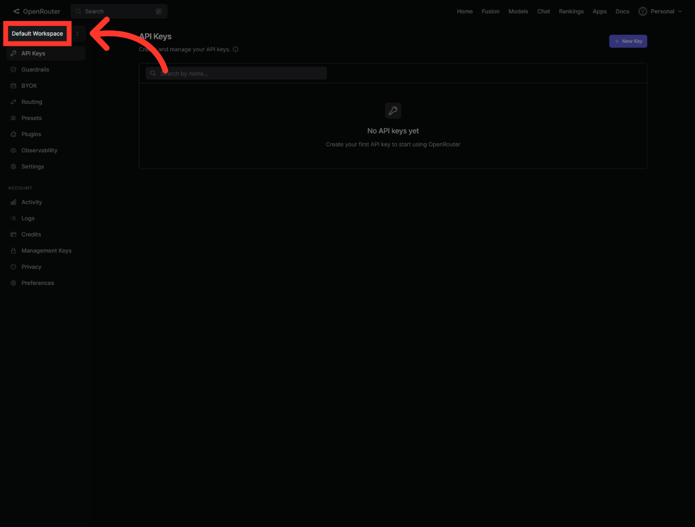 Access Default Workspace