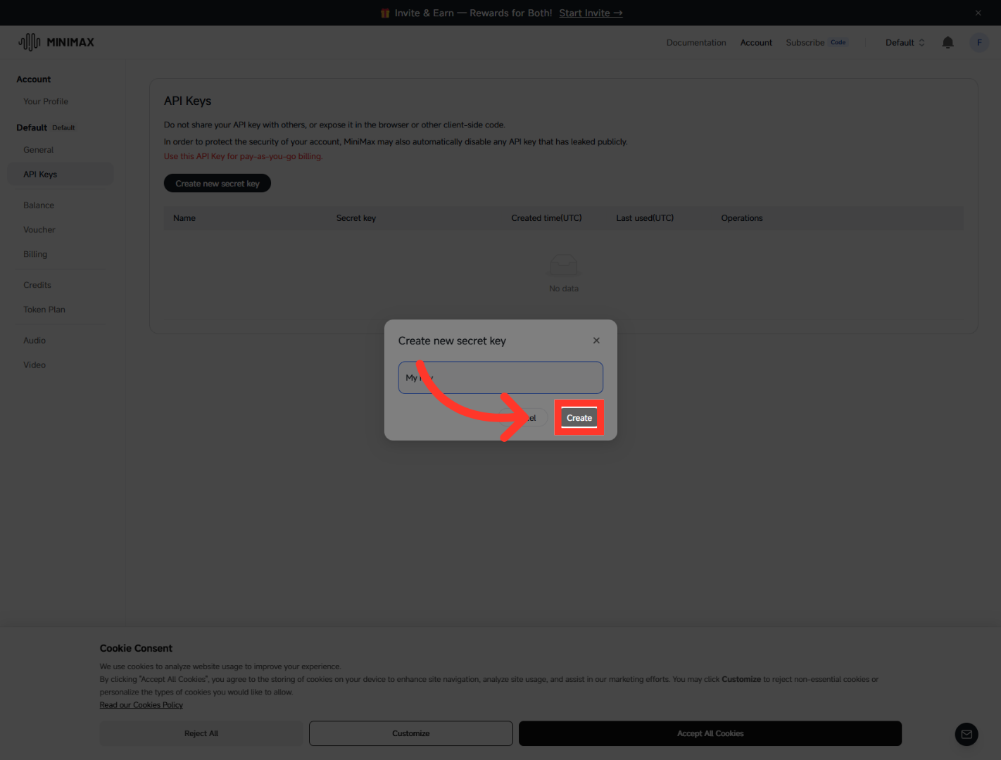Create The API Key