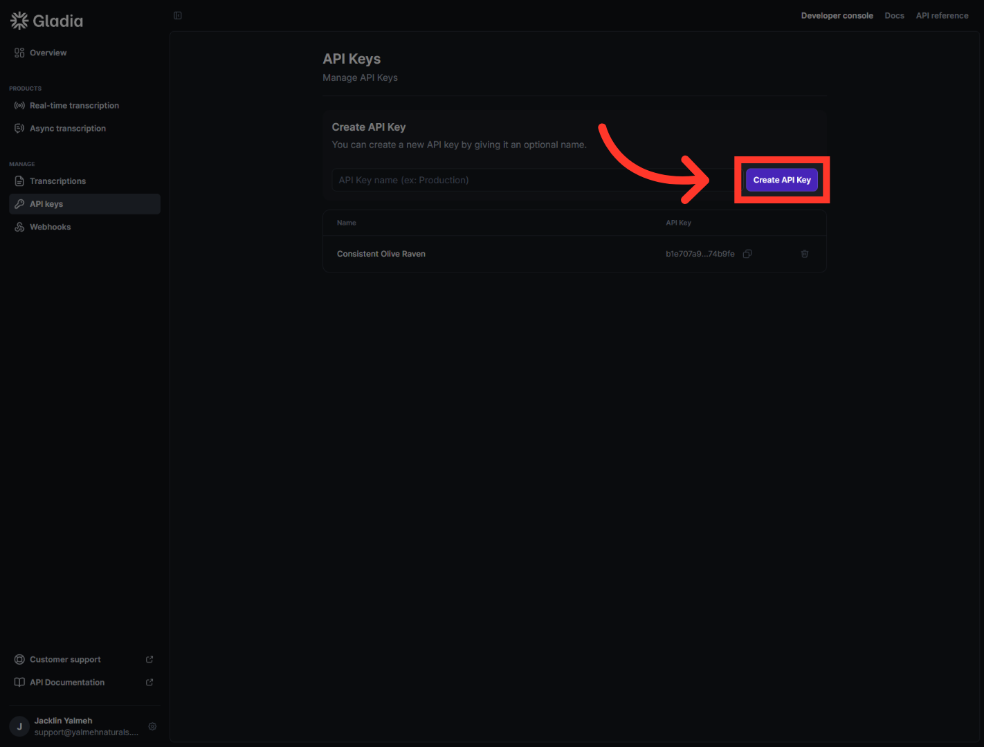 Create New API Key