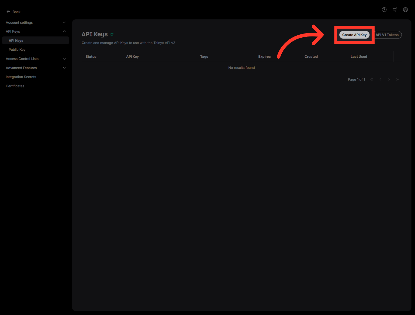 Initiate API Key Creation