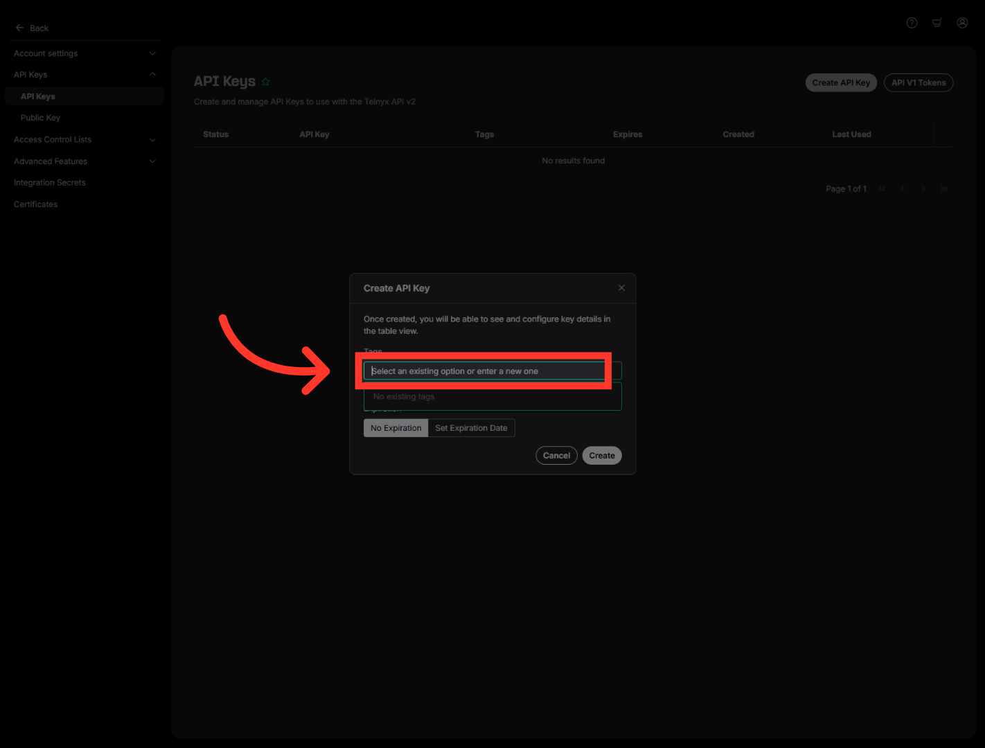 Open Key Name Input