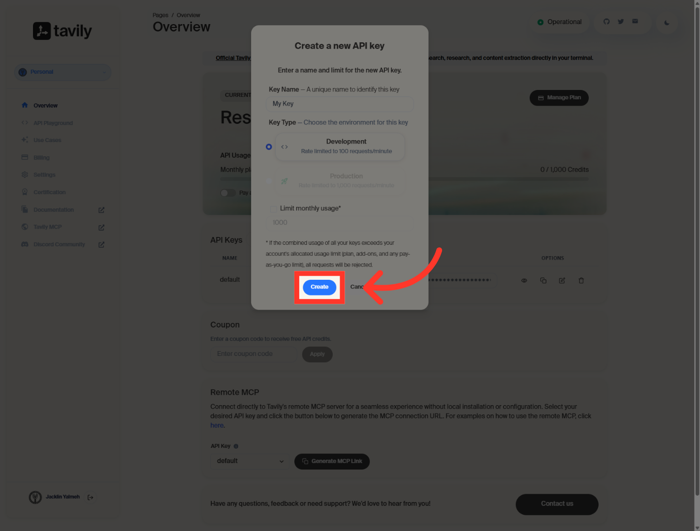 Create API Key