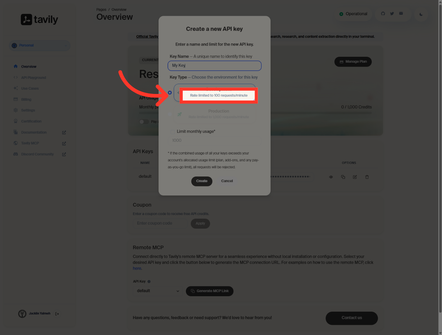 Set Rate Limit Option