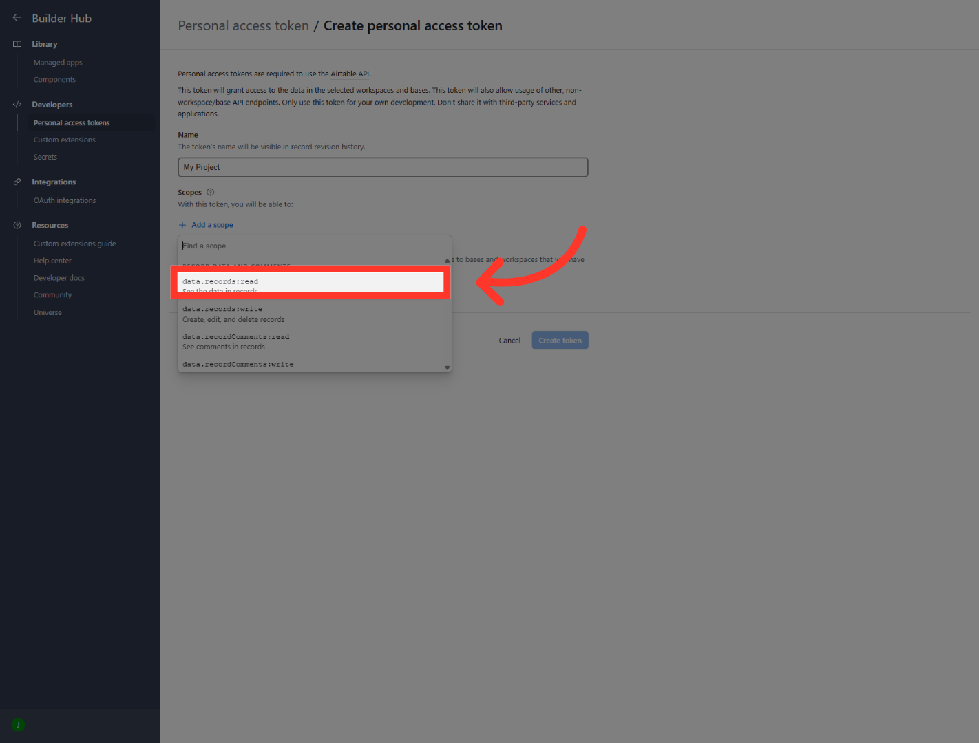 Select Read Records Scope