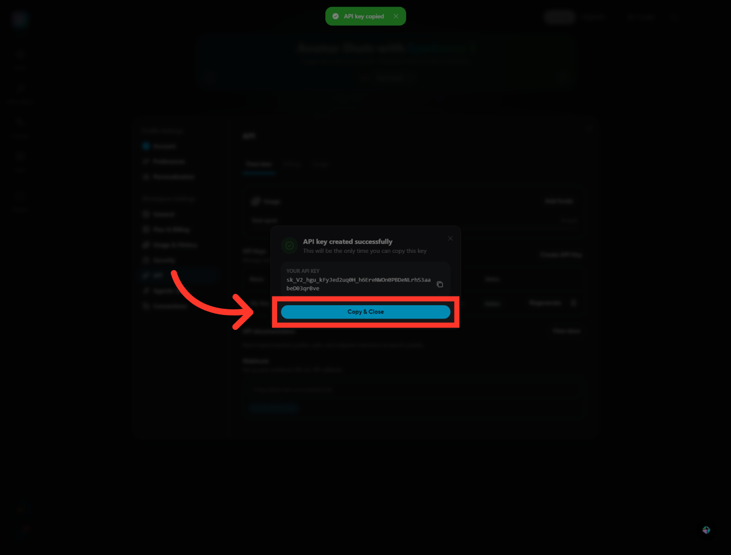 Copy And Close API Key