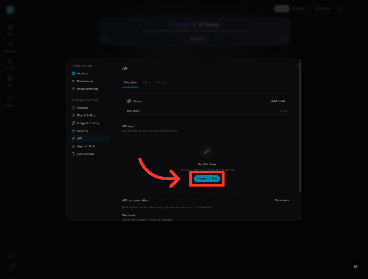 Initiate API Key Creation