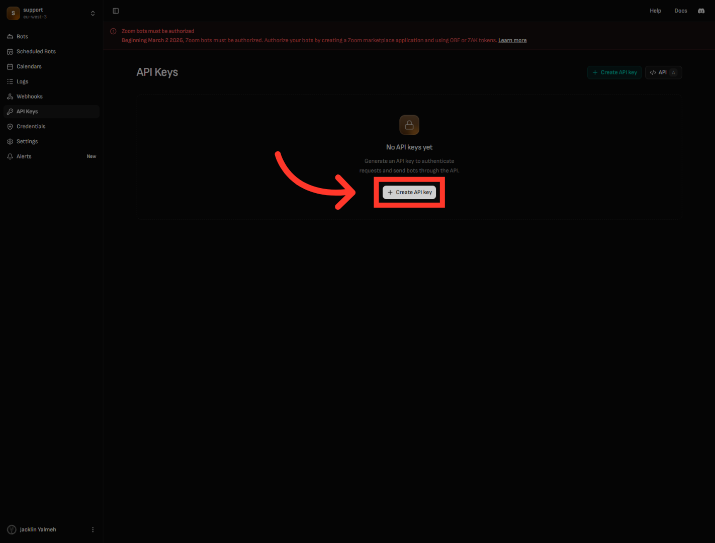 Initiate New API Key Creation