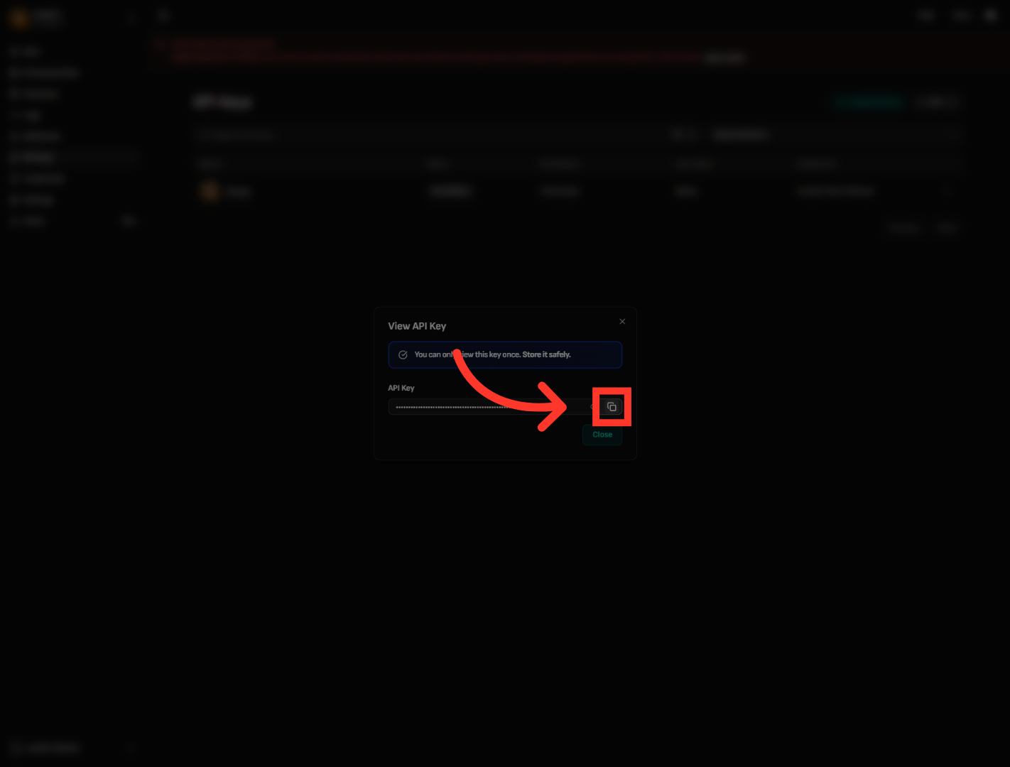 Copy API Key To Clipboard
