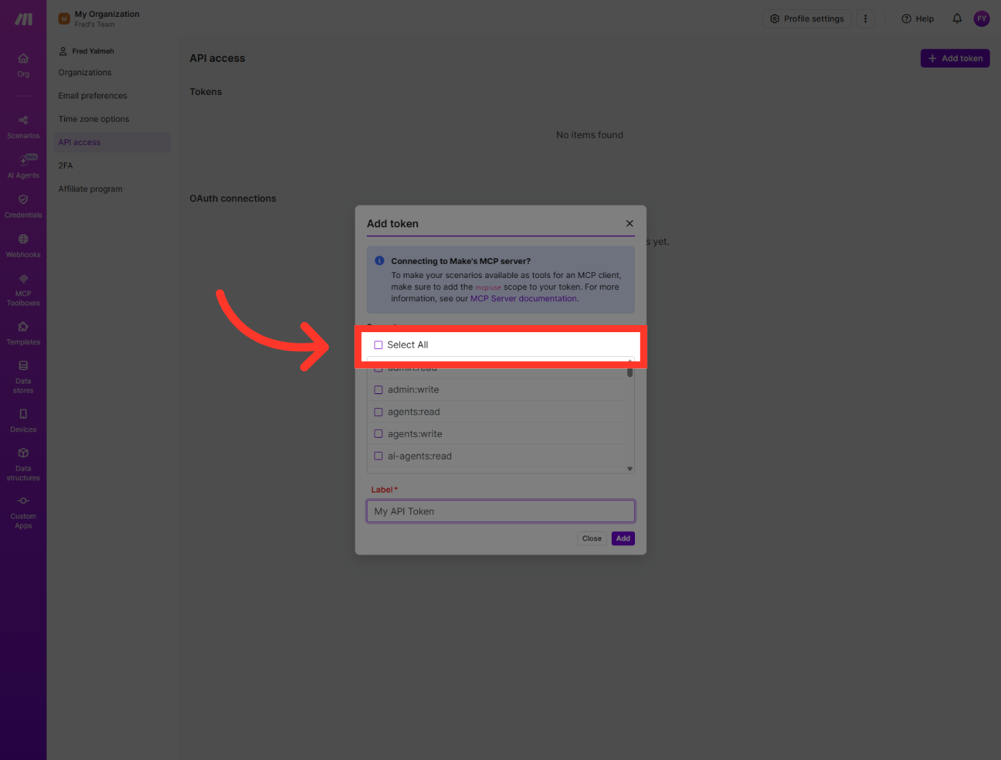 Select All Permissions