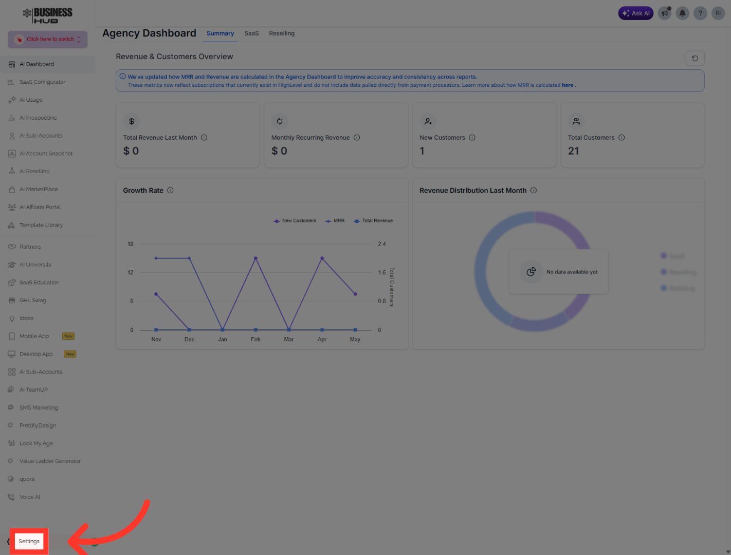 Access Settings Menu