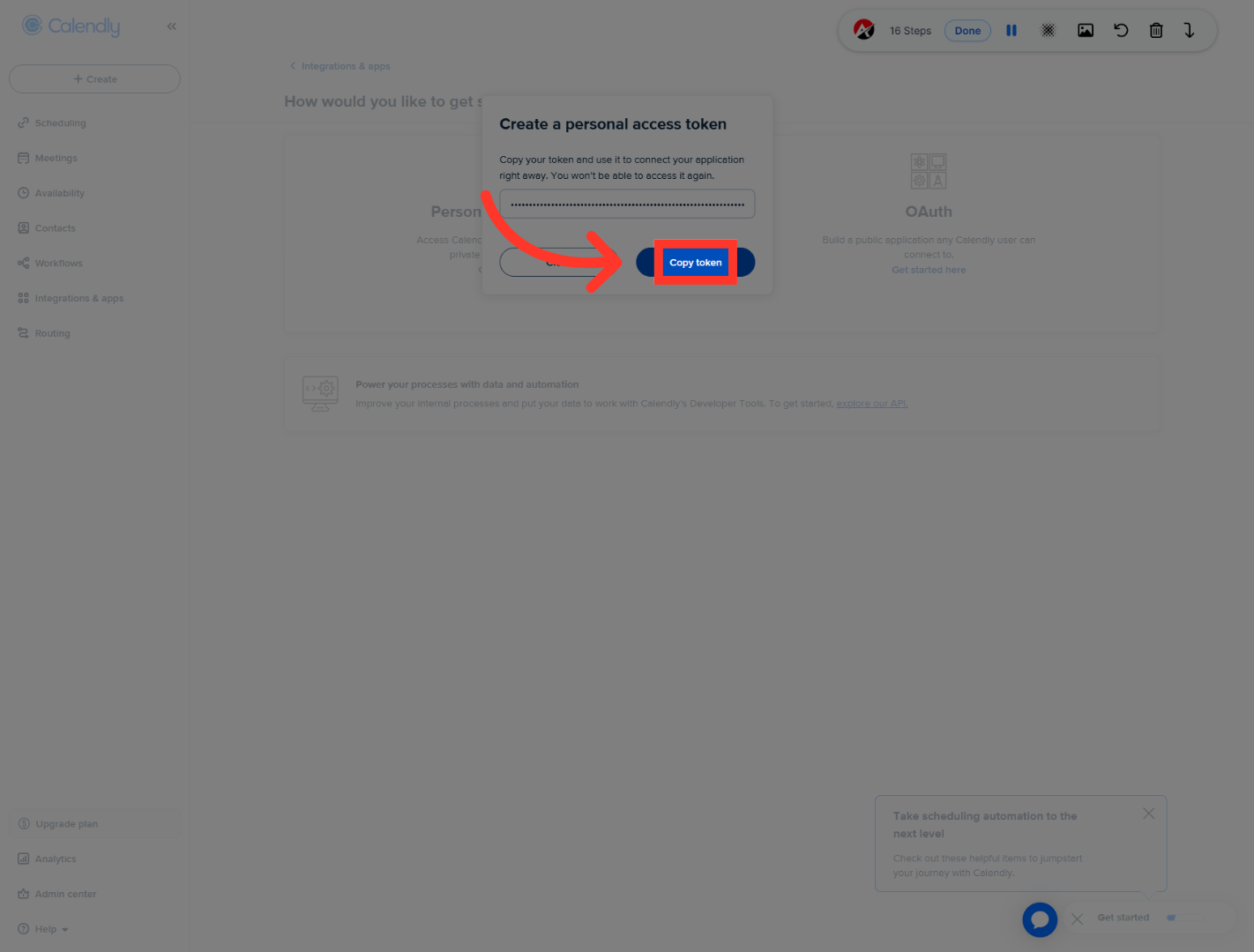 Copy API Token