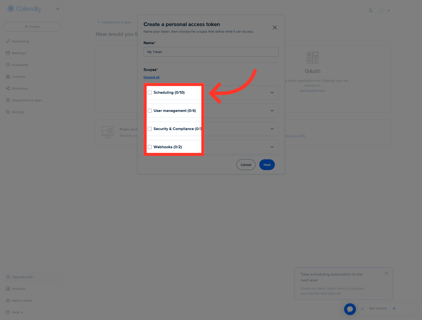 Open Scheduling Permissions