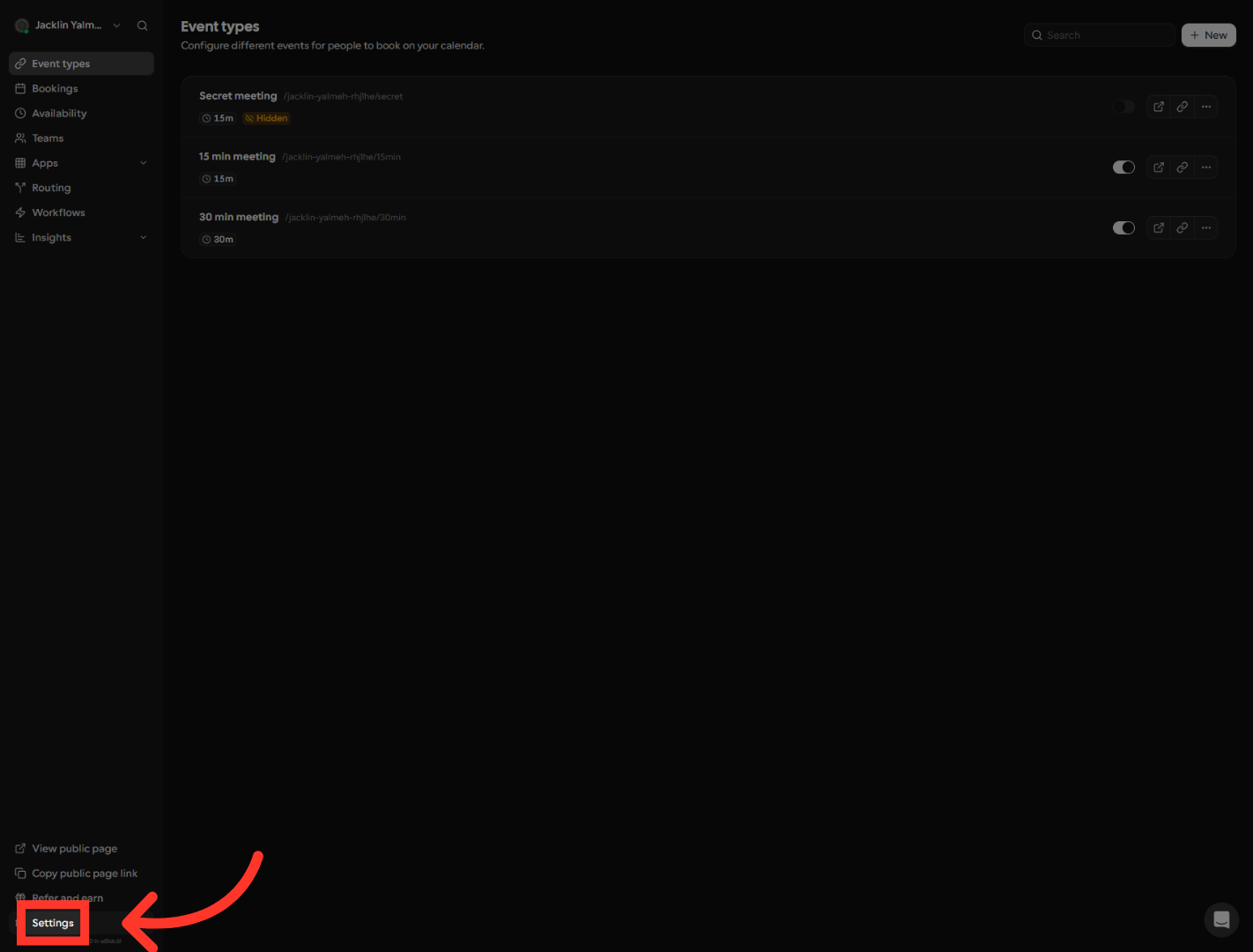Access Settings Menu