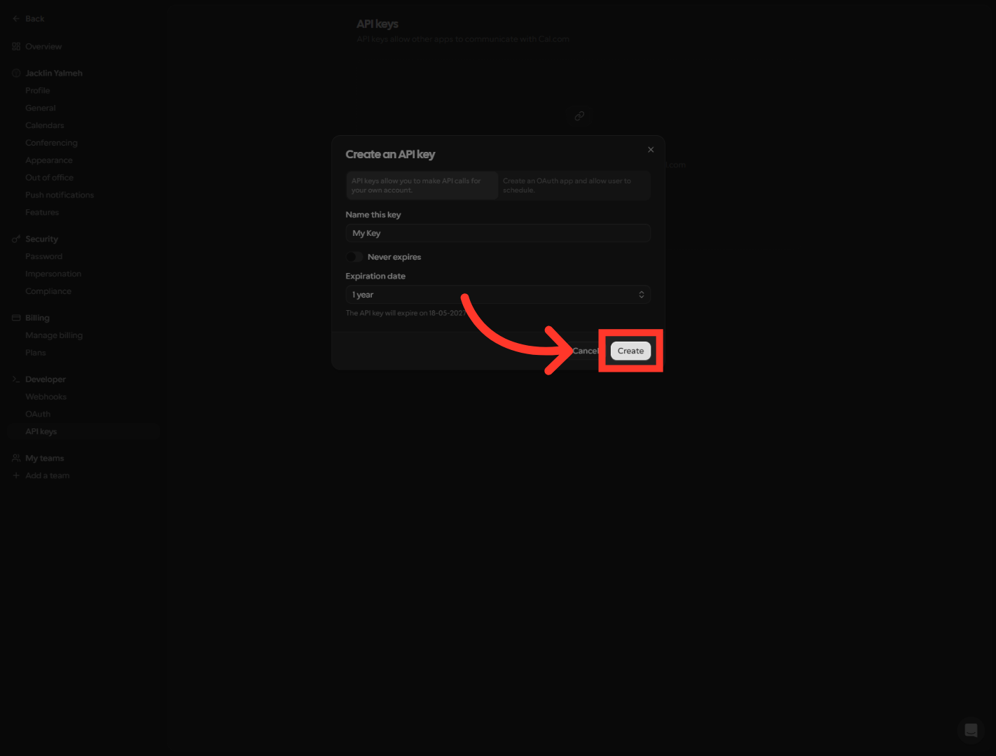 Create The API Key