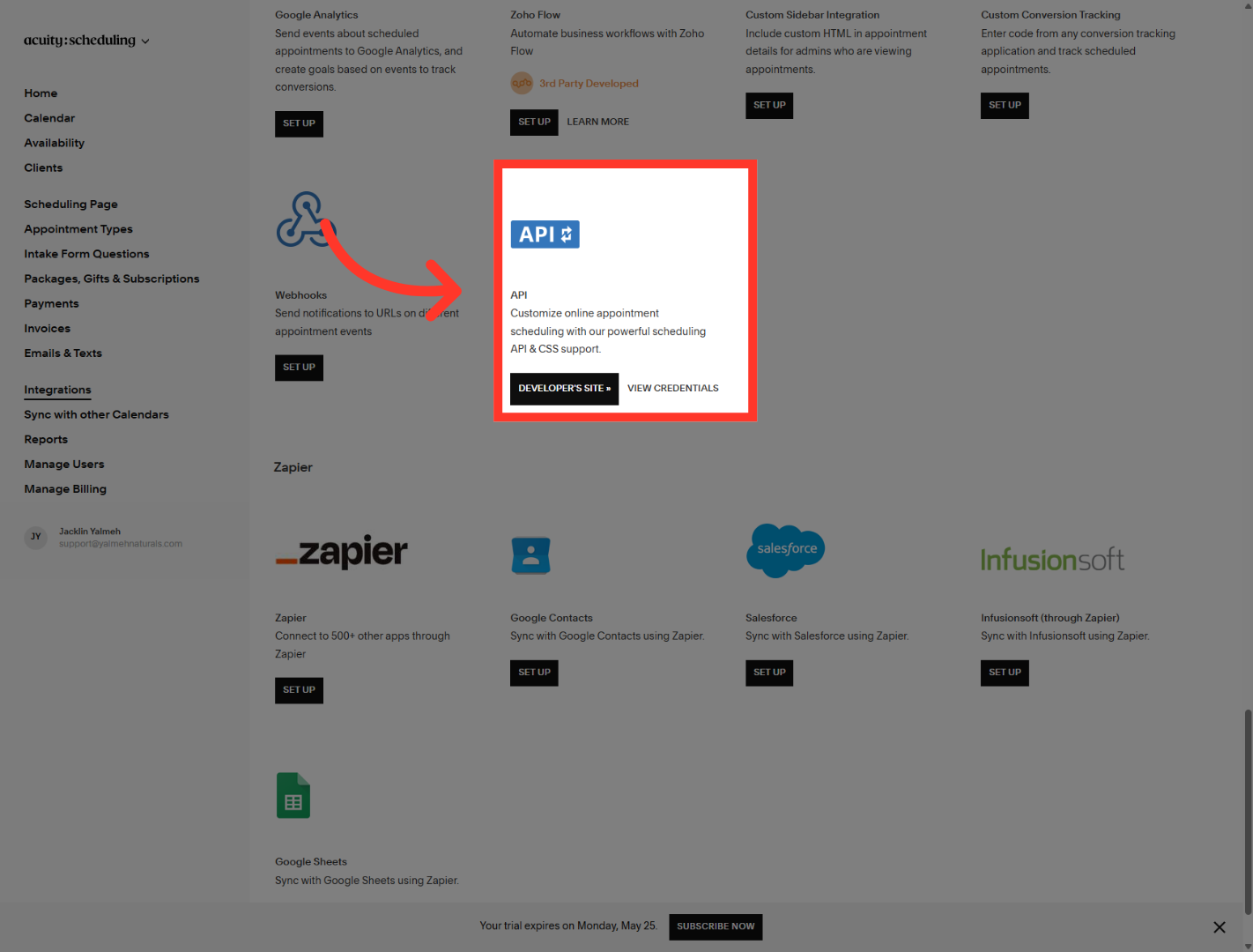 Access API Customization Page
