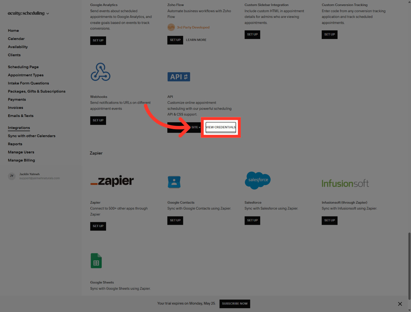 View API Credentials