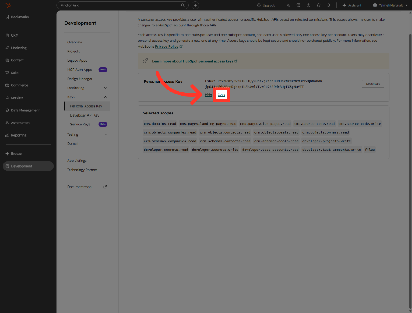 Copy Access Key