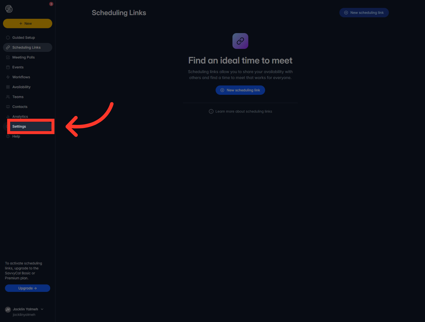 Access Settings Menu