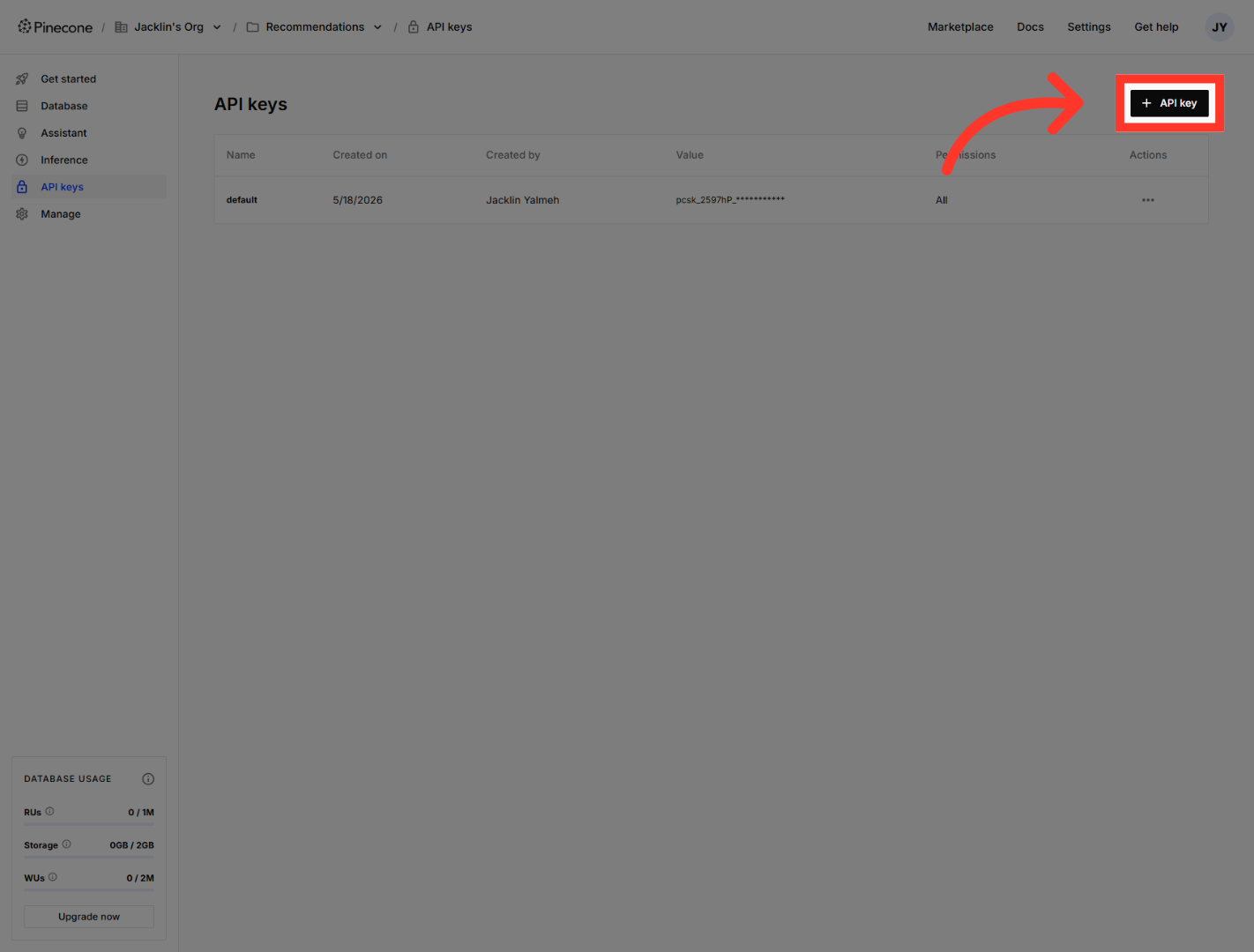 Select API Key Field