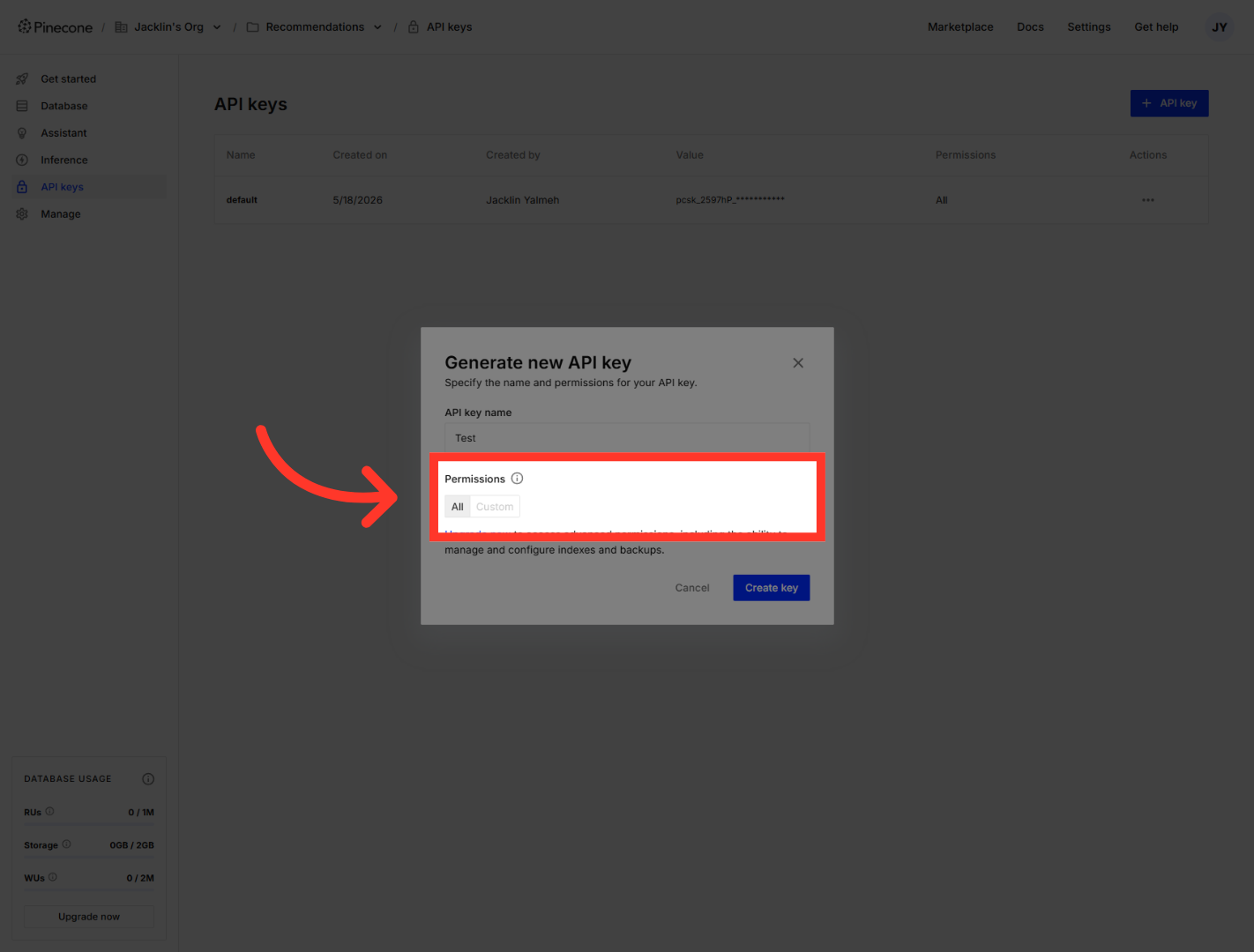 Set API Key Permissions