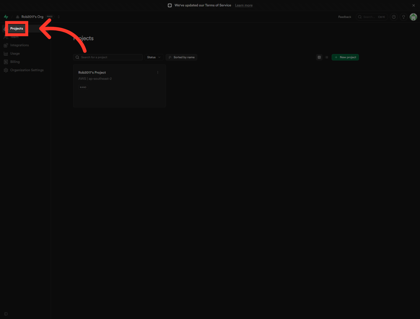 Open Projects Section