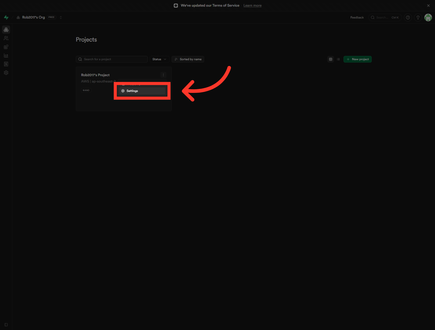 Access Project Settings