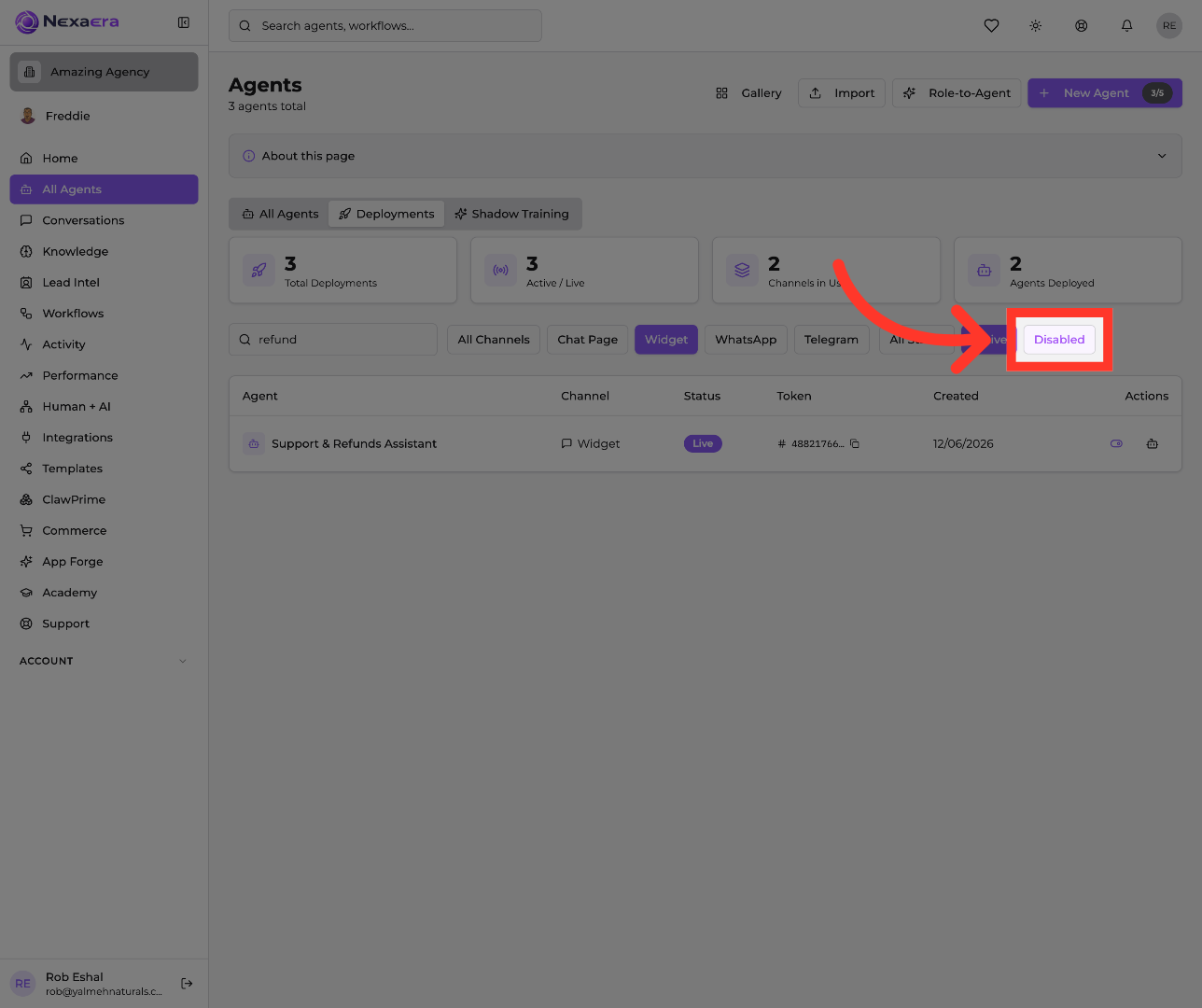 View Disabled Channel Status