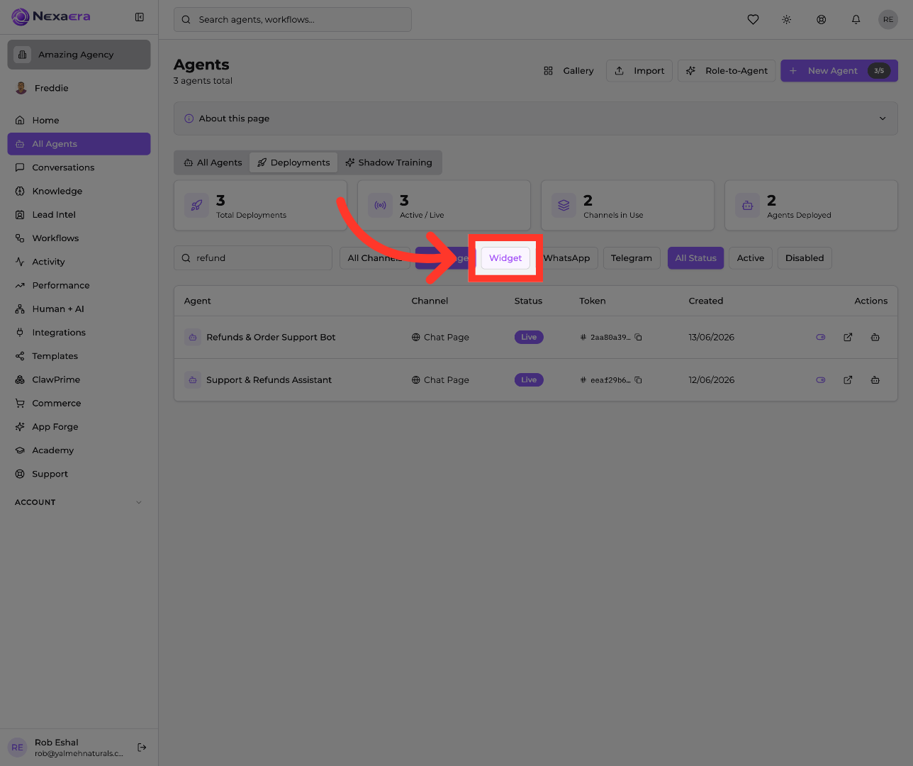 Choose Widget Channel
