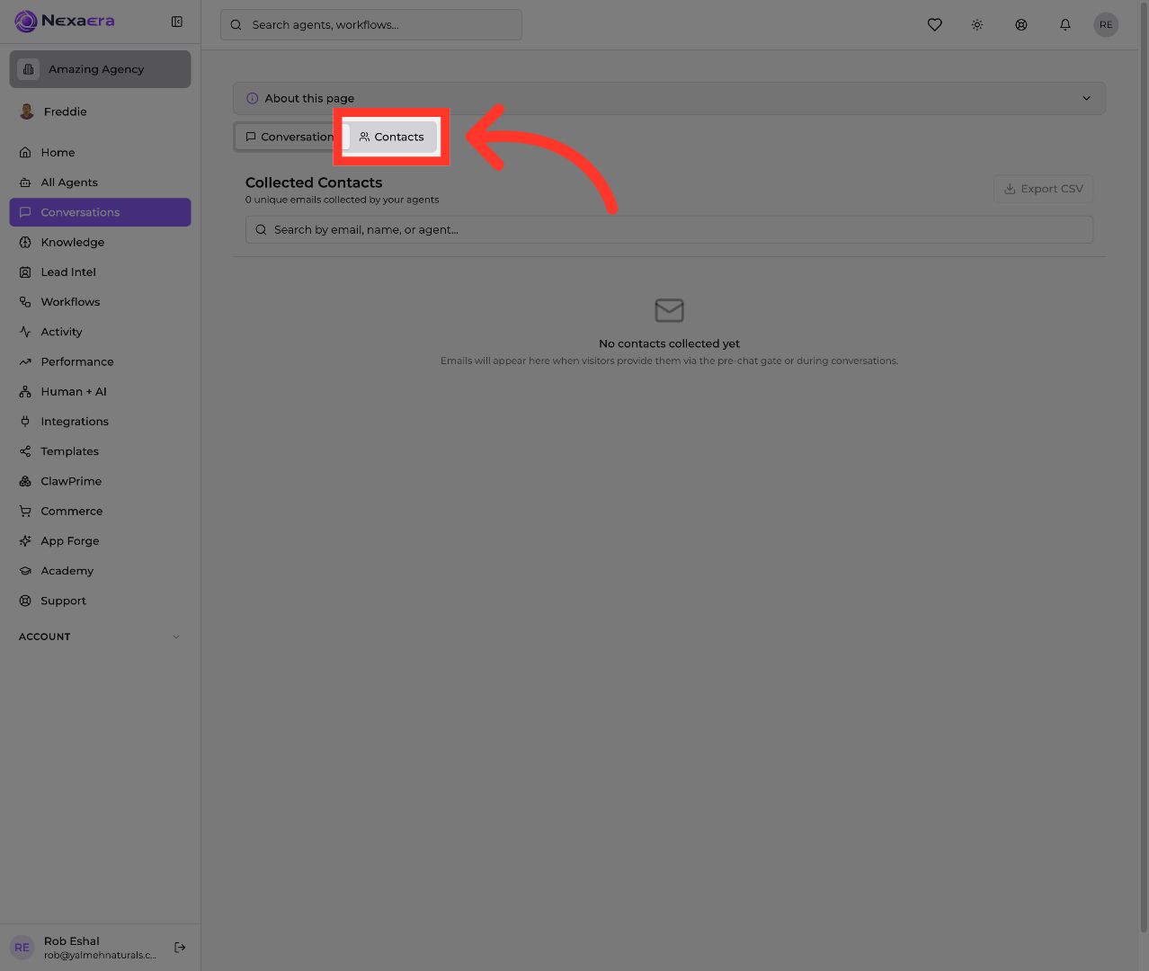 Access Contacts Section