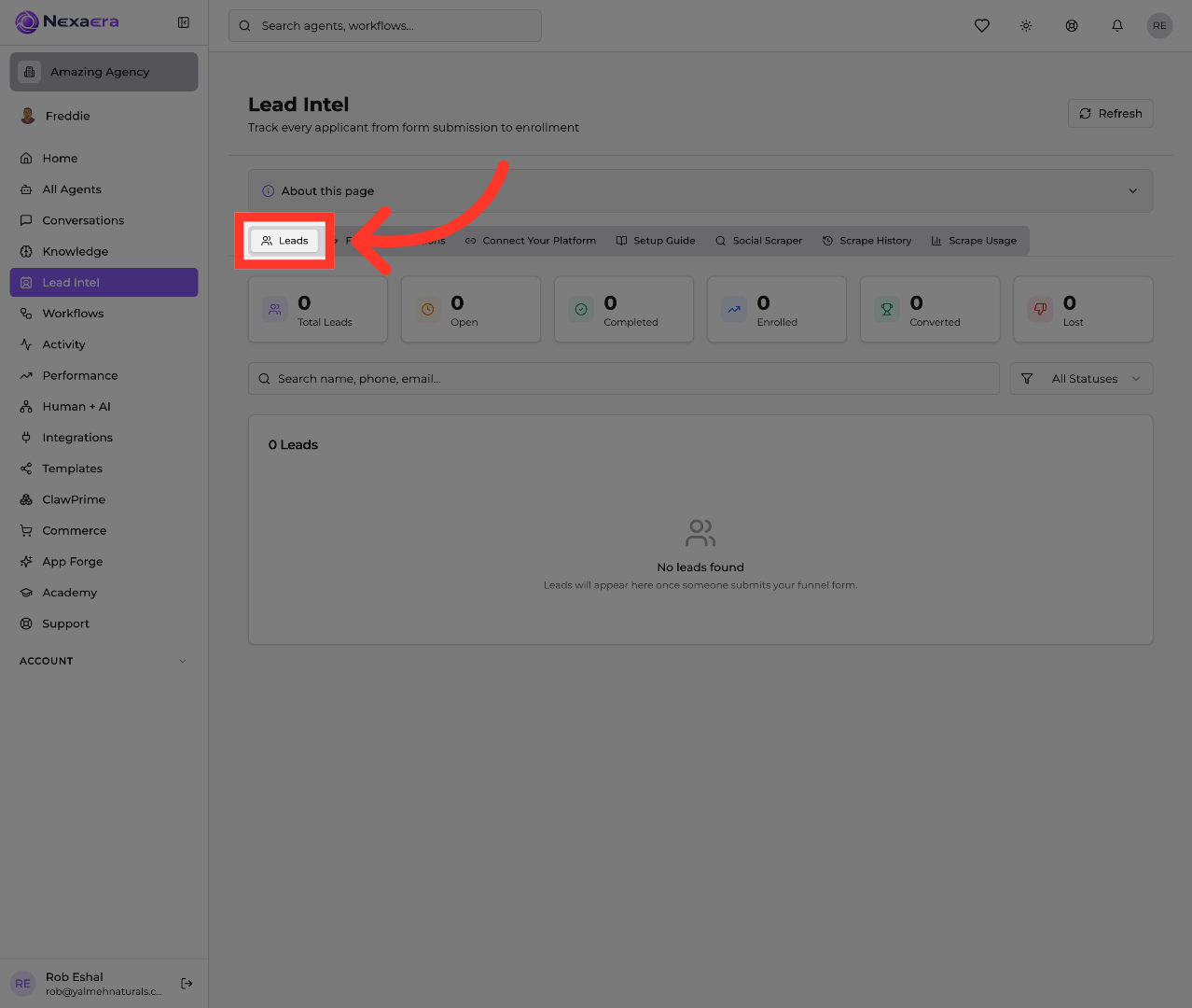 Open Leads Page