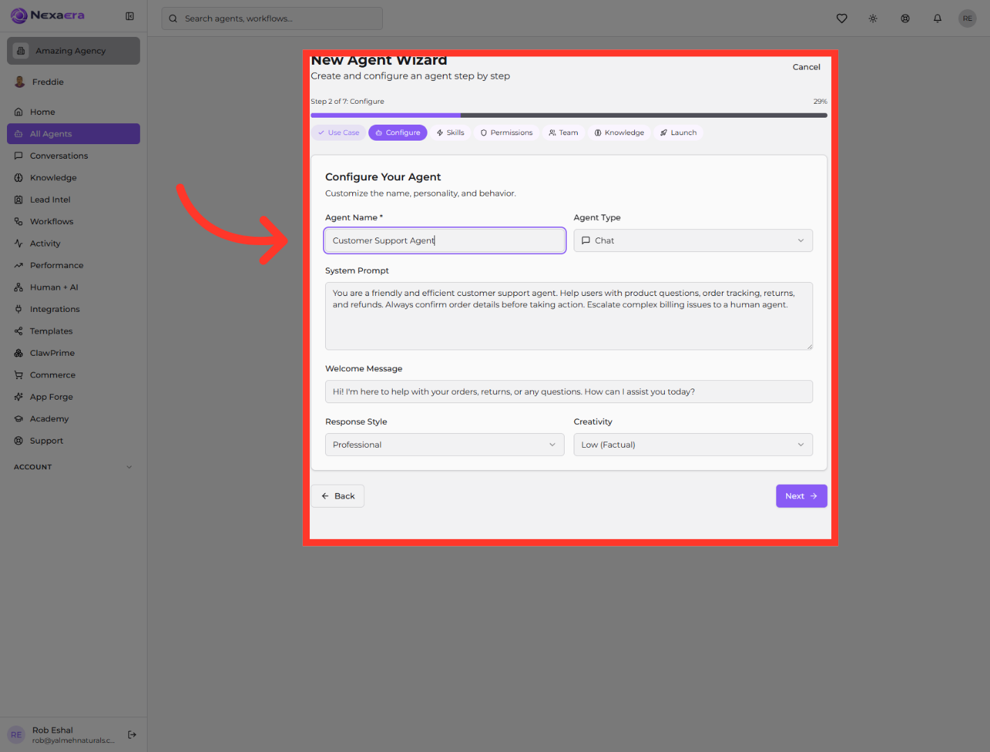 Select Agent Name Field