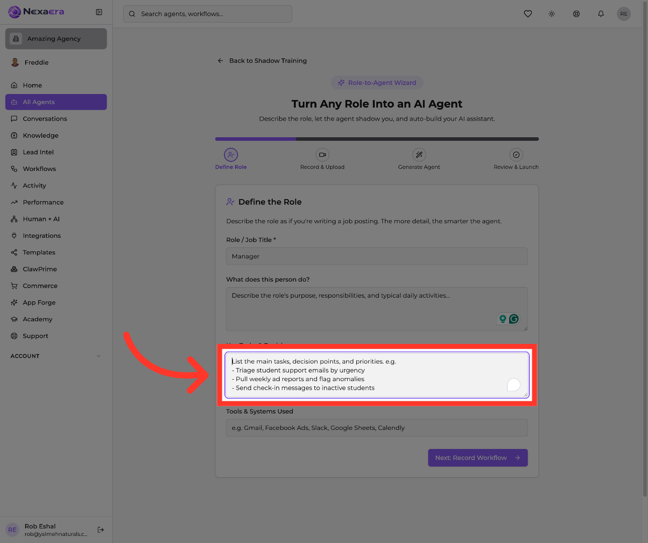 List Main Tasks and Priorities