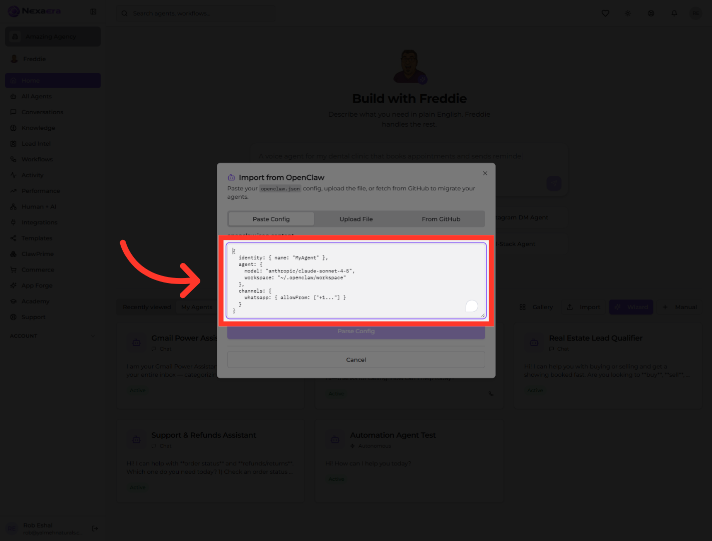 Review JSON Agent Configuration