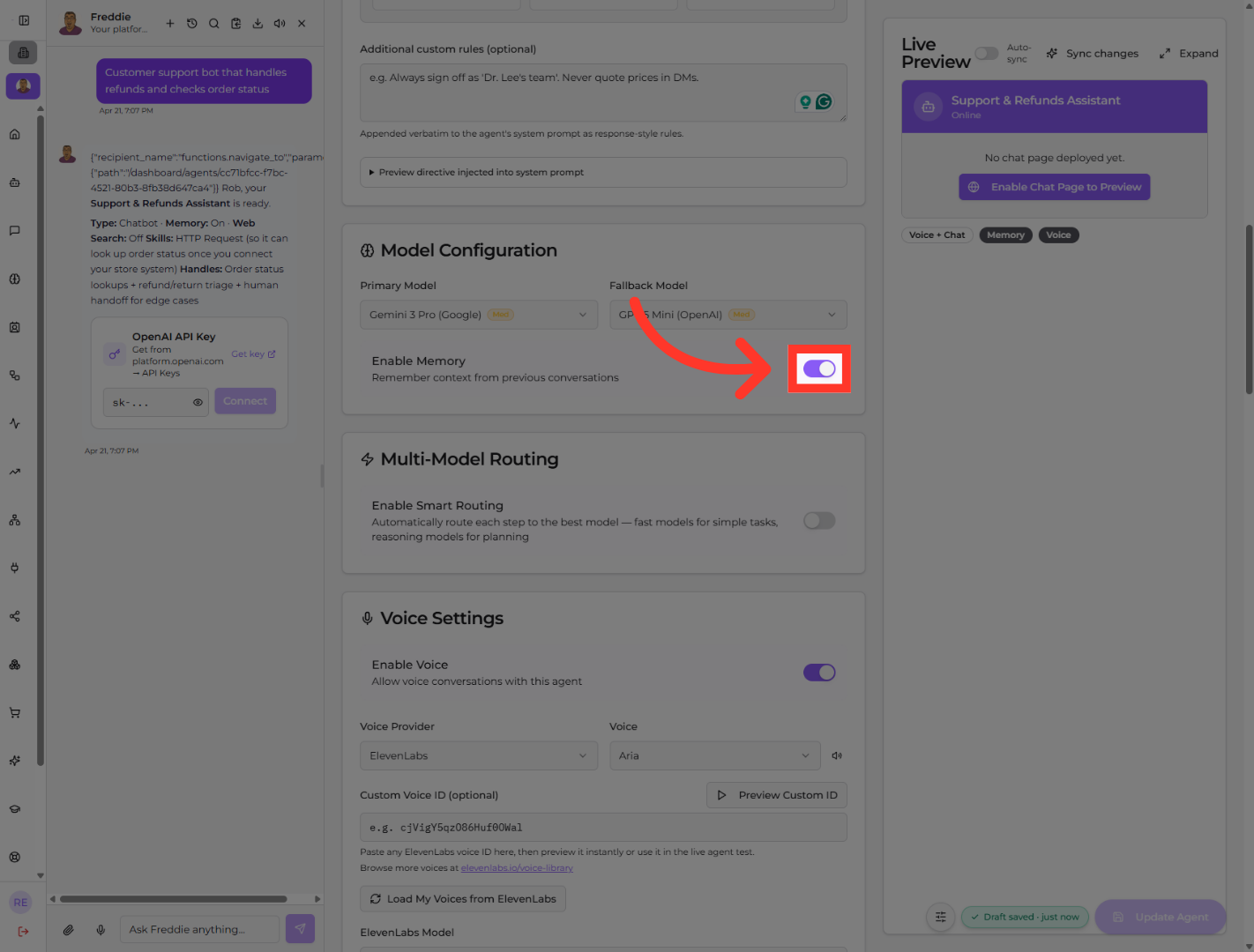 Enable Feature Option