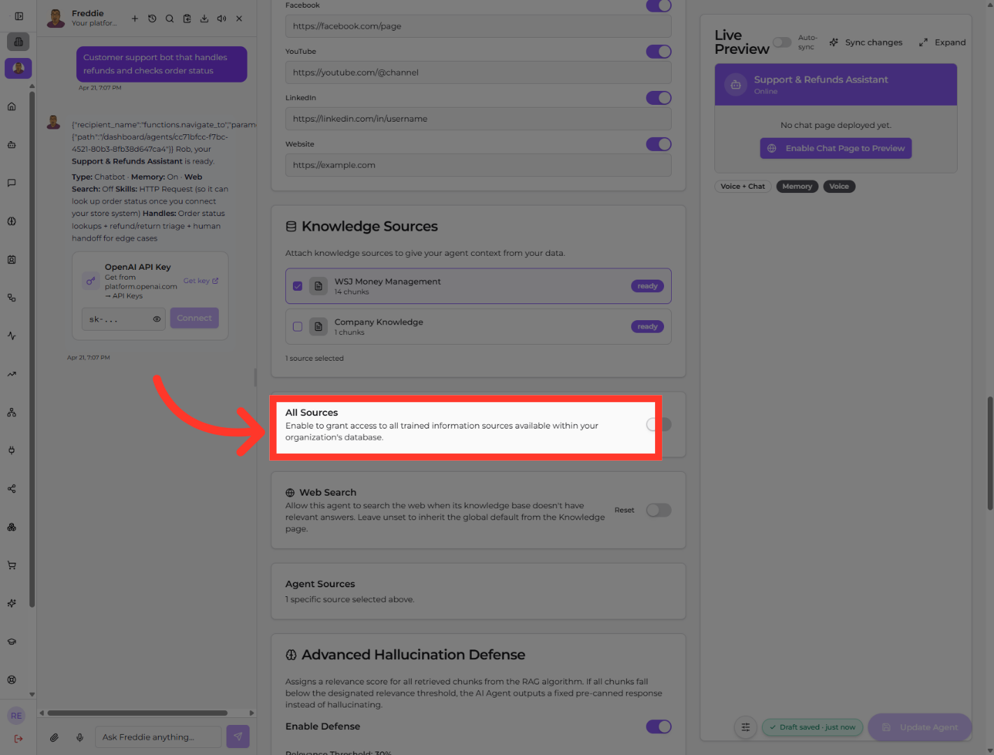 Enable Knowledge Source