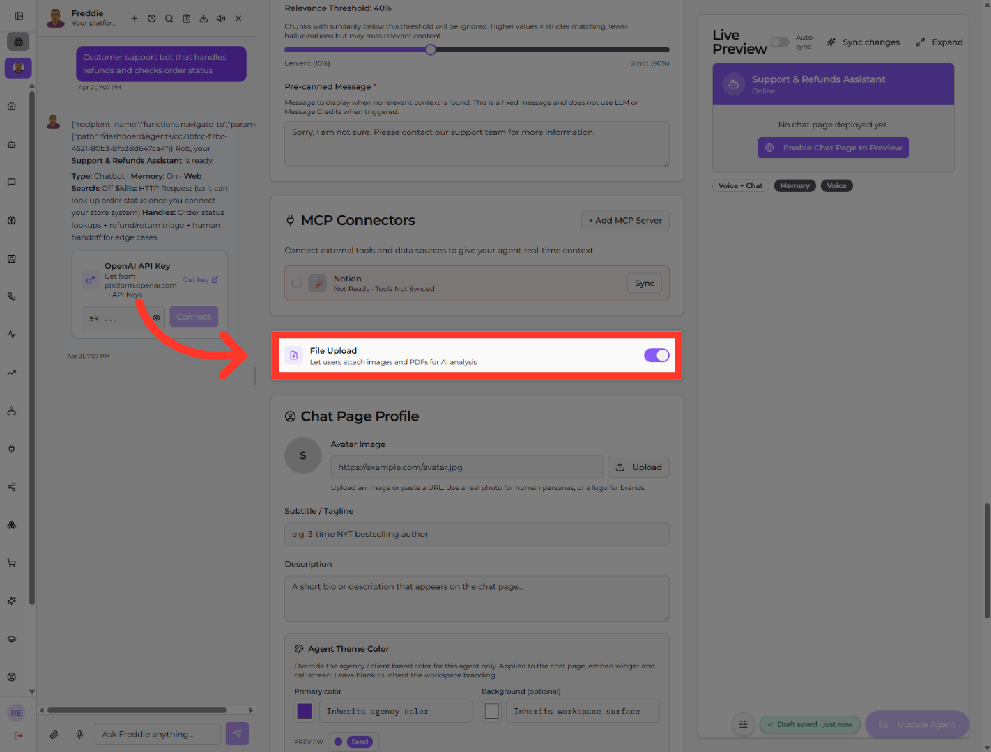Enable File Upload Feature