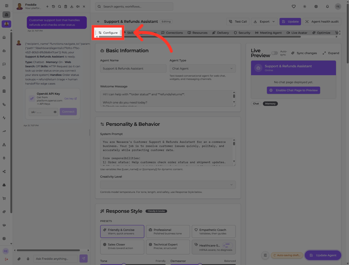 Open Agent Configuration